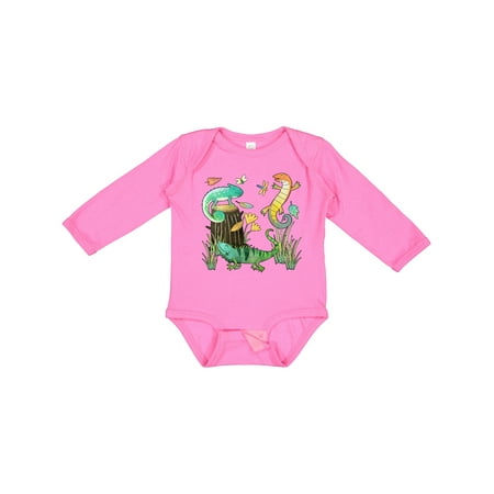

Inktastic Cute Lizards Hanging out Gift Baby Boy or Baby Girl Long Sleeve Bodysuit