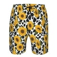 thumbnail image 3 of Balery Cow Print Sunflower Traje de Baño Estilo Hawaiano para Hombre, Shorts de Secado Rápido con Bolsillos-Medium, 3 of 6