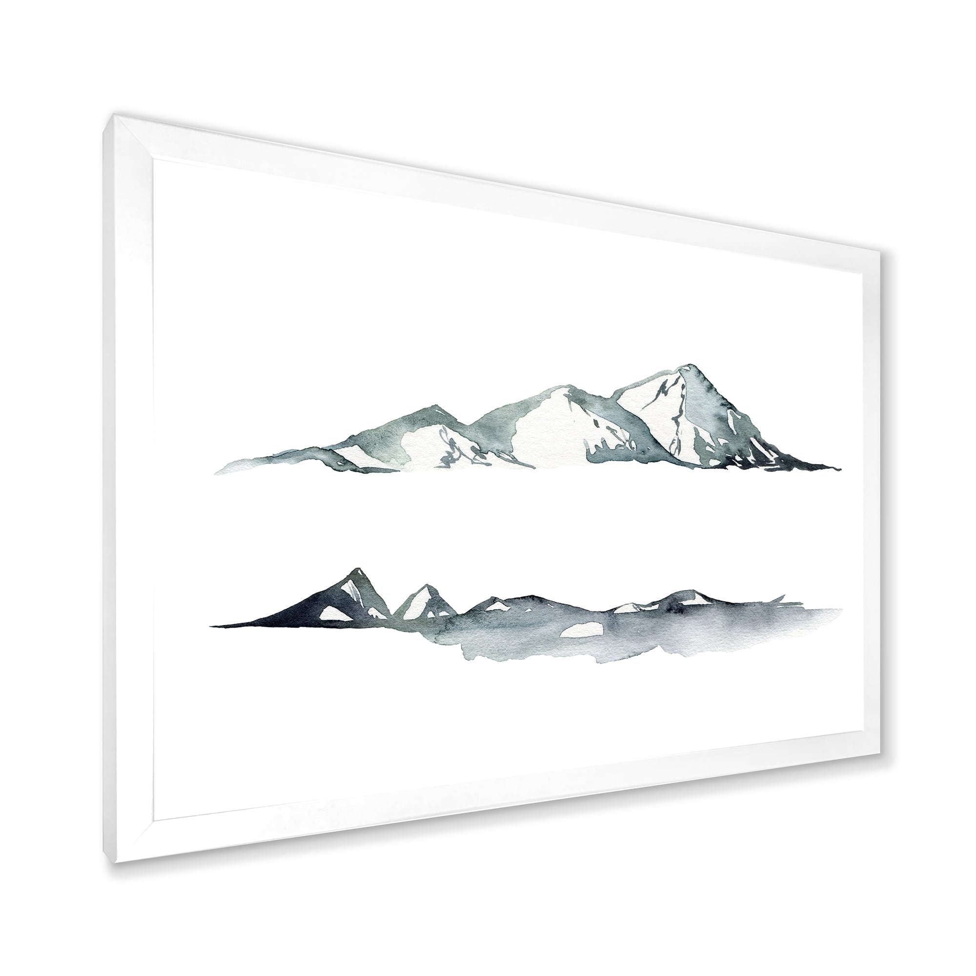 Designart 'Minimalistic Dark Blue Mountains Landscape' Modern Framed Art Print