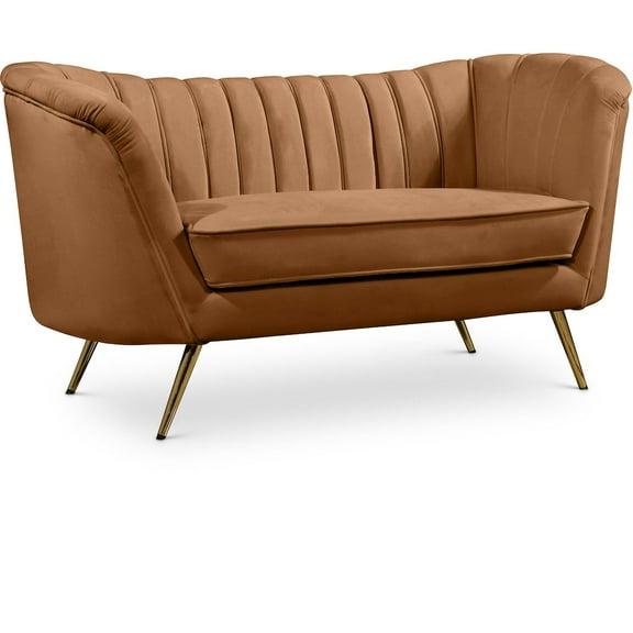 Meridian Furniture Margo Saddle Velvet Loveseat