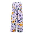 thumbnail image 6 of Dress Pants Women Petite High Waisted Wide Leg Summer Beach Vacation Pants Boho Lounge Casual Palazzo Trousers, 6 of 7
