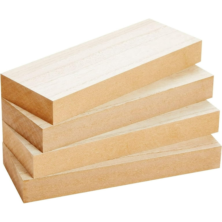 4 Pack Unfinished MDF Wood Rectangles for Crafts 1 Inch Thick
