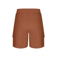 thumbnail image 7 of Women's Summer Cargo Shorts Elastic Waist Drawstring Button Bermuda Shorts Casual Solid Loose Fits Lightweight Comfy Knee Length Cargo Short with Pockets, 7 of 7