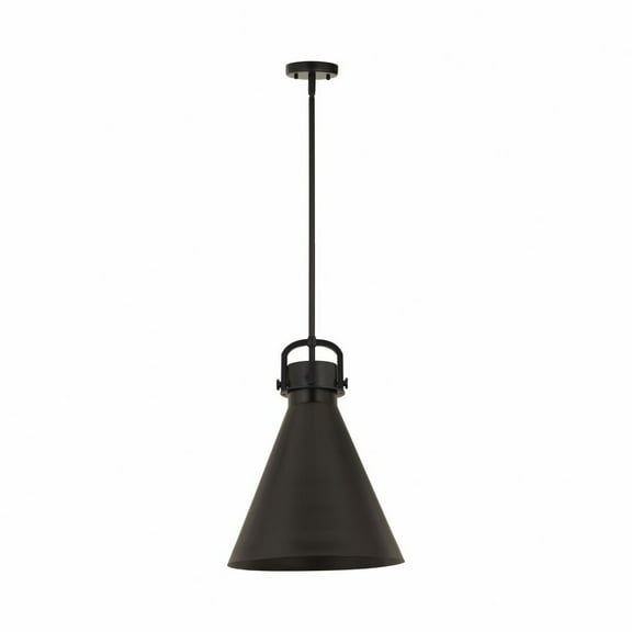 410-1SL-BK-M411-16BK Innovations Lighting Newton Cone - 1 Light Stem Hung Pendant In Industrial Style-19.63 Inches Tall and 16 Inches Wide-Matte Black