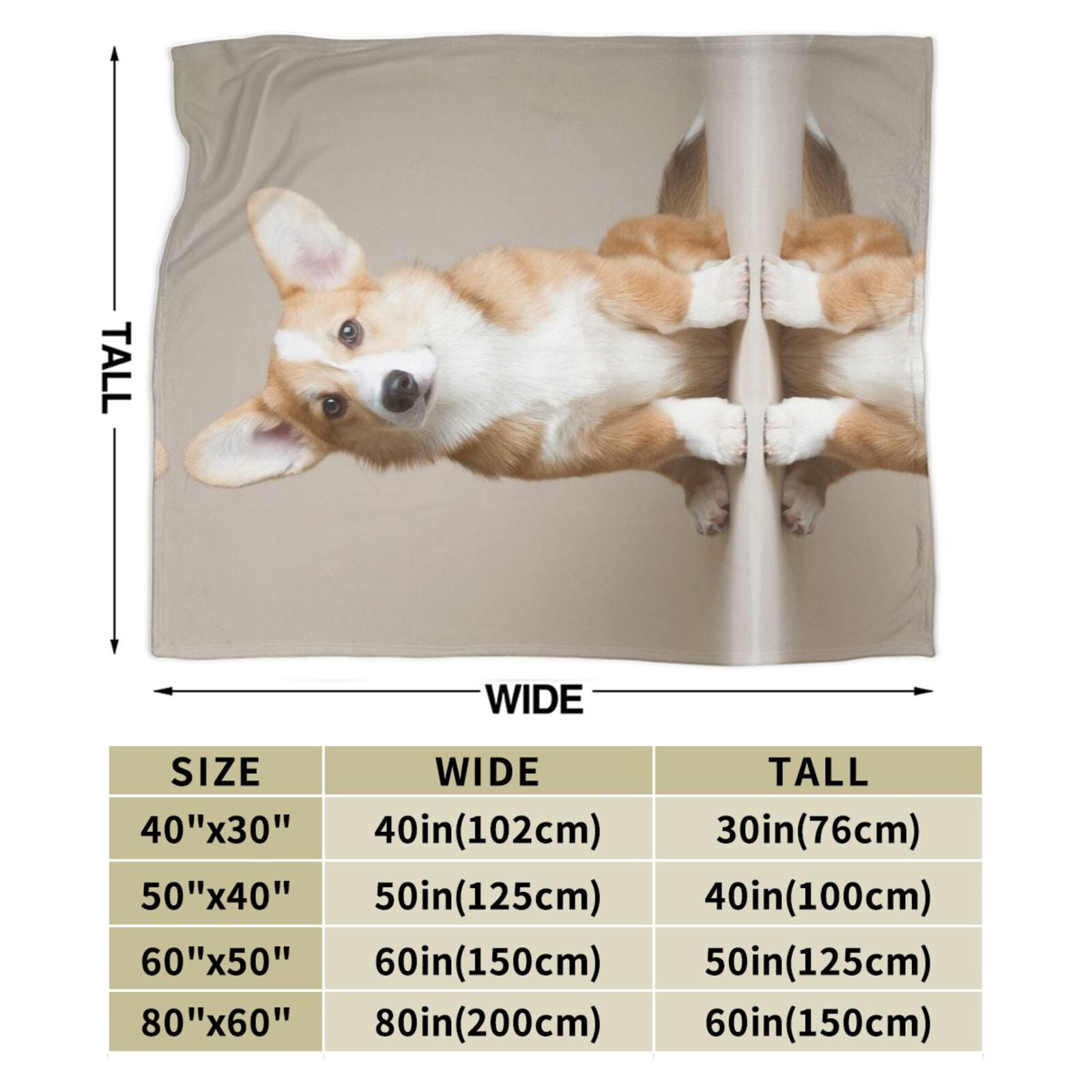 Wijzvio Corgi Dog Throw Blanket Soft Fuzzy Fleece Blanket For Couch Bed Living Room Decoration 60"X50"