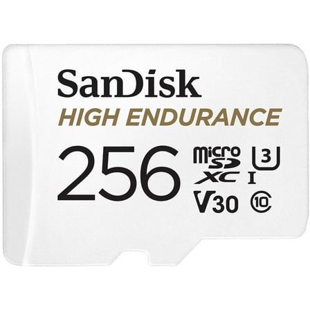 SanDisk High Endurance - Flash memory card (microSDXC to SD adapter included) - 256 GB - Video Class V30 / UHS-I U3 / Class10 - microSDXC UHS-I