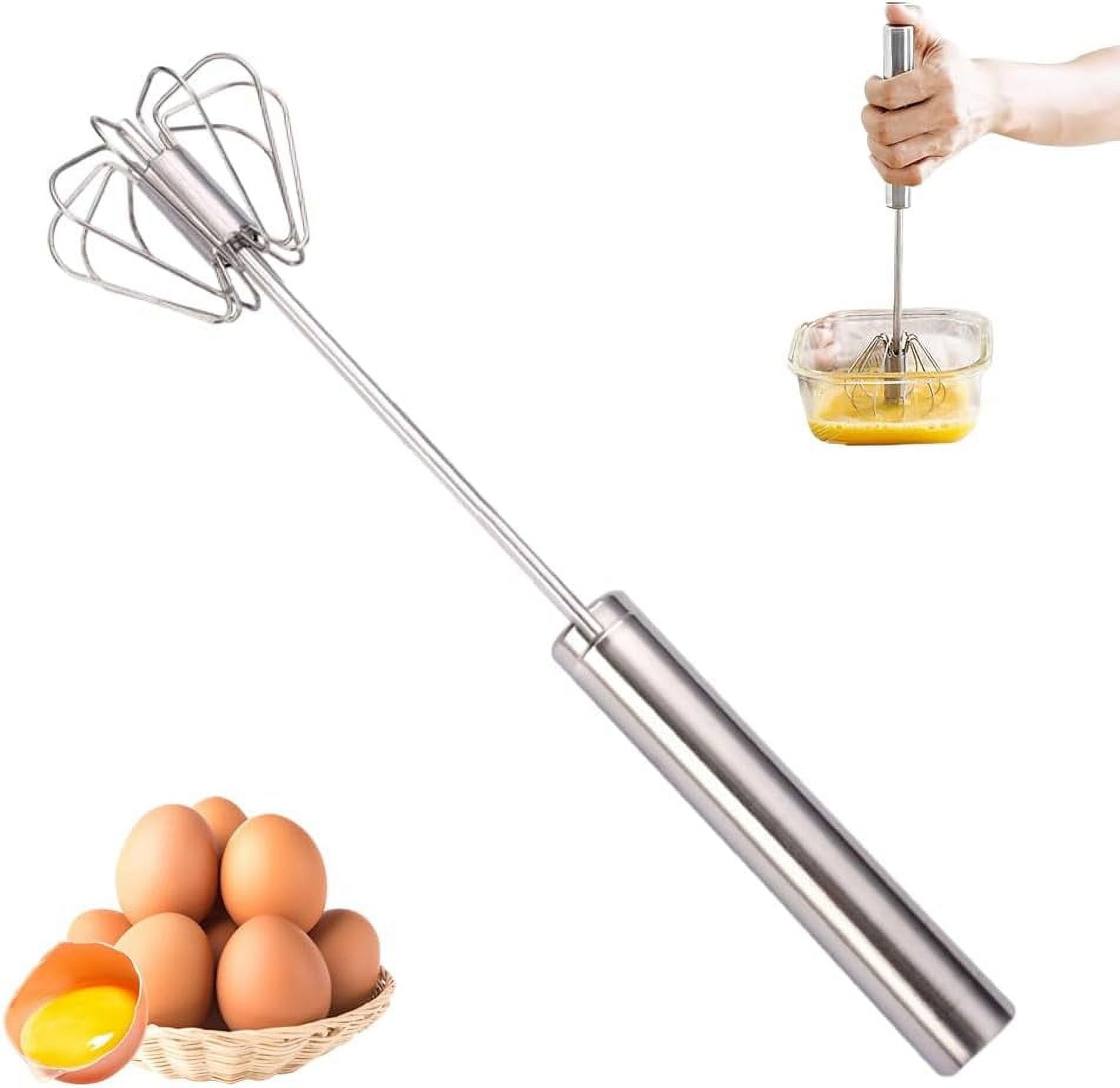 Stainless Steel Semi-Automatic Whisk, 2025 Upgraded Small Hand Push Egg Whisk, Egg Beater Scrambler Wisking Tool for Cooking Baking Kitchen Gadgets Mixer Stirrer Tools (3 Pcs)