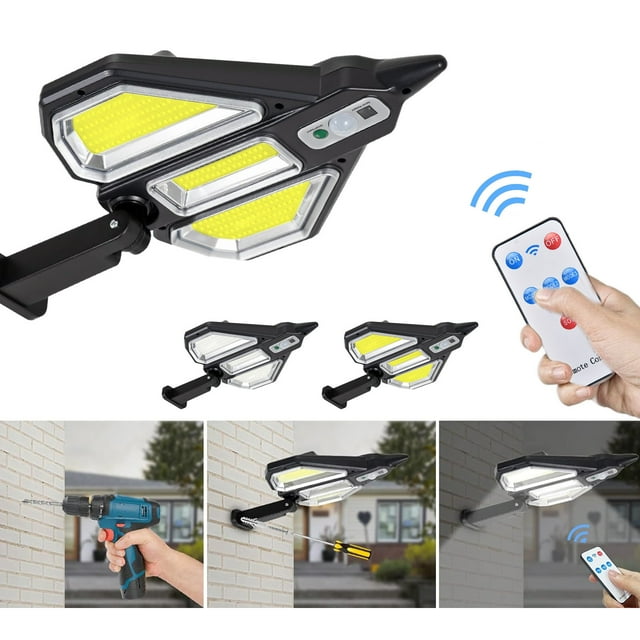 Luces solares exteriores con sensor de movimiento 116 LED | Luz solar de pared de seguridad IP65 impermeable 3 modos | 20W Plástico Blanco | Puerta principal del patio del jardín del jardín con