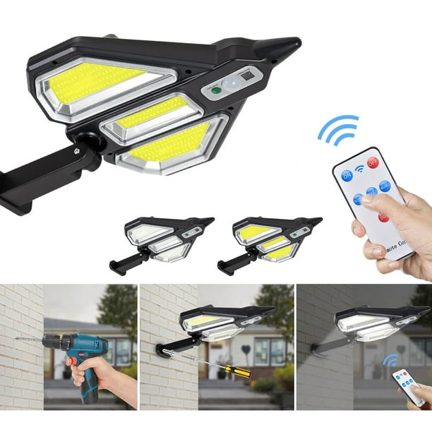 Luces solares exteriores con sensor de movimiento 116 LED | Luz solar de pared de seguridad IP65 impermeable 3 modos | 20W Plástico Blanco | Puerta principal del patio del jardín del jardín con