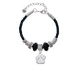 thumbnail image 2 of Delight Jewelry Silvertone Large White Paw Grandmother Celtic Knot Leather Bead Bracelet, 7"+2" Extender, 2 of 4