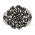 thumbnail image 4 of Stainless Steel Textured Flower Marcasite Ring, 4 of 7