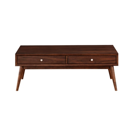Living Room 2 Coffee Table In Brown Retro Modern Style Walnut Veneer With 2 Drawers Brown Finish Style