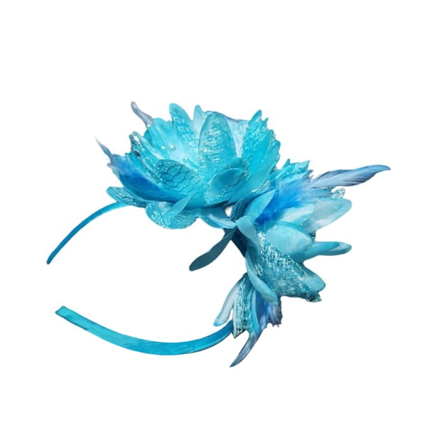Diadema Ornamento para el Cabello Qarigey Ceremonia Boda Pluma Flor Azul