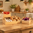 Solid Tech Countertop Stackable Solid Wood Storbfor Pantry & Countertop Ventilated Potato And ...
