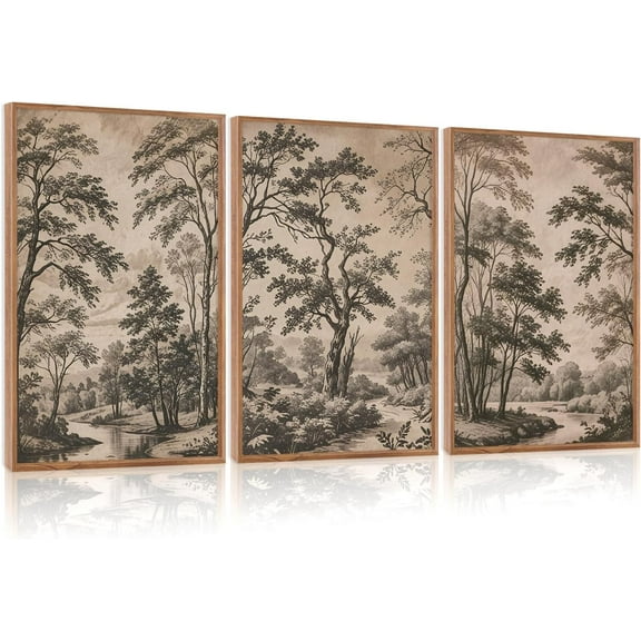 Hieng Neutral Botanical Wall Art , Large Framed Boho Farmhouse Wall Decor, Modern Minimalist Floral Wall Painting, Rustic Wildflower Canvas Art Prints for Living Room, Bedroom Unframed