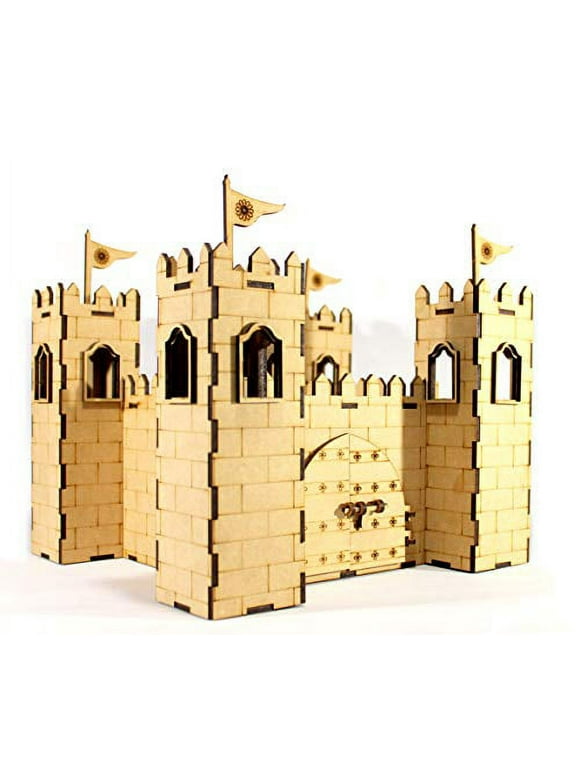 StonKraft Wooden 3D Puzzle Castle Fort - DIY Miniature Model Kit - Construction Toy - Modeling Kit - School Project - Easy to Assemble | Home Decor | Pine MDF - 10" Inches (Big Size)