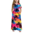 thumbnail image 6 of Auroural 9 Year Old Girl Dresses Kids Girl Cute Print Short Sleeve Stretchy Pocket Dress A Line Long Dress 9 Years, 6 of 9