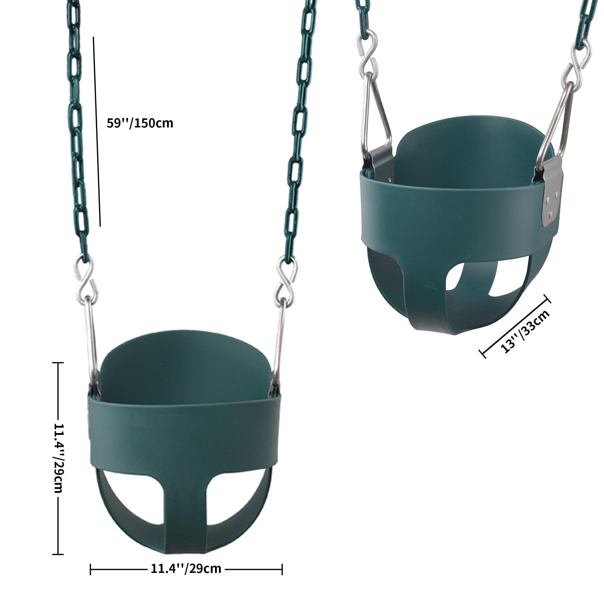 KINSPORY Toddler & Child Swing Seat, Heavy-Duty High Back Fully Assembled, Iron Chain Eva Swing for Indoor/Outdoor, Hanging Tree Straps（Green）