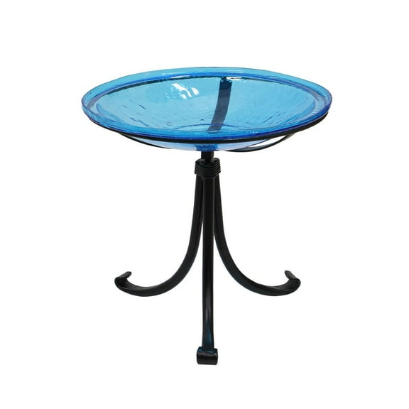 Achla 14" Teal Crackle Glass Birdbath With Tripod Stand