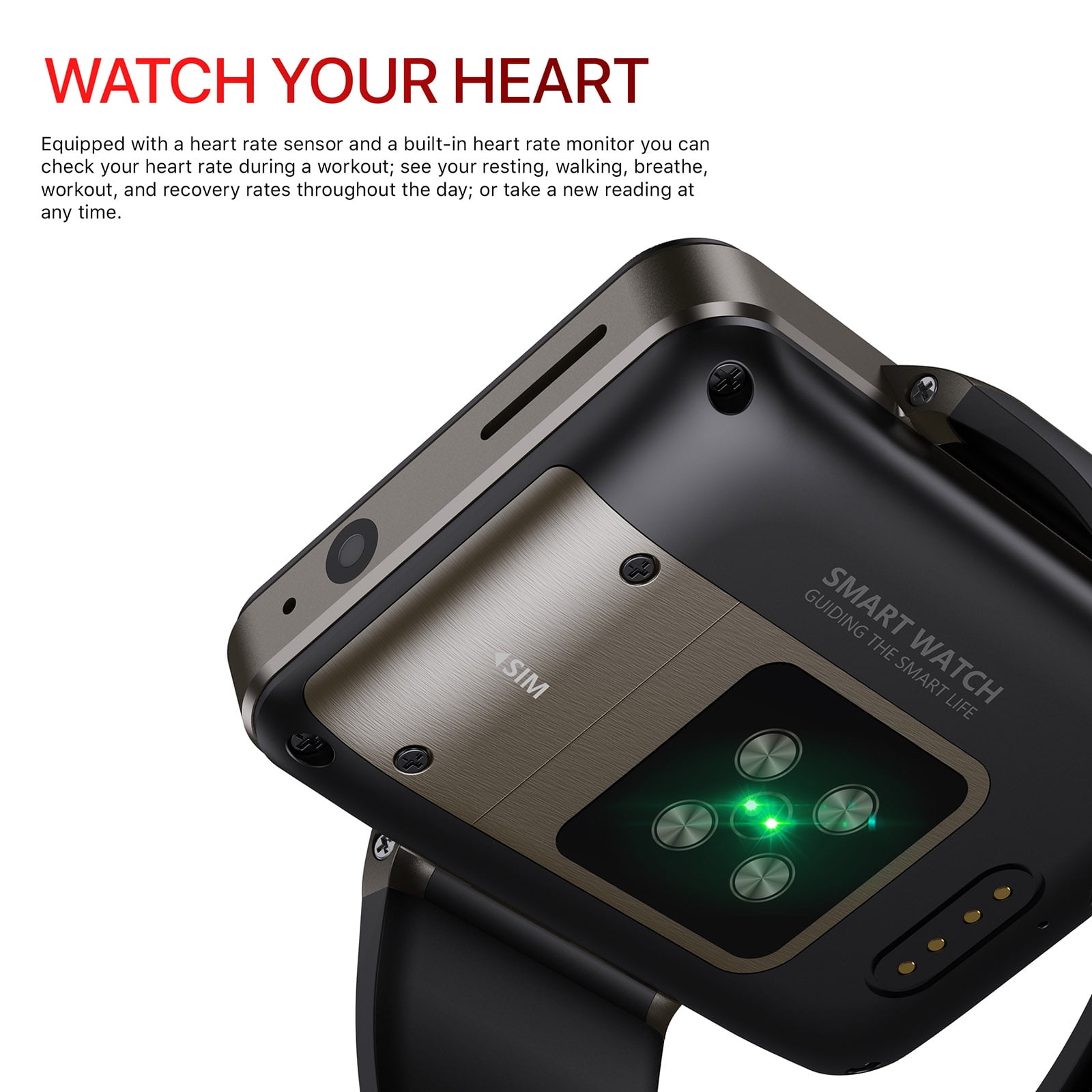 DM101 4G Smart Watch WiFi BT Smartwatch 2.41-inch Touch Screen Android 7.1  3GB+32GB Dual Camera 5MP+2MP IP67 Waterproof Support Nano SIM Card Heart  Rate Pedometer | Walmart Canada