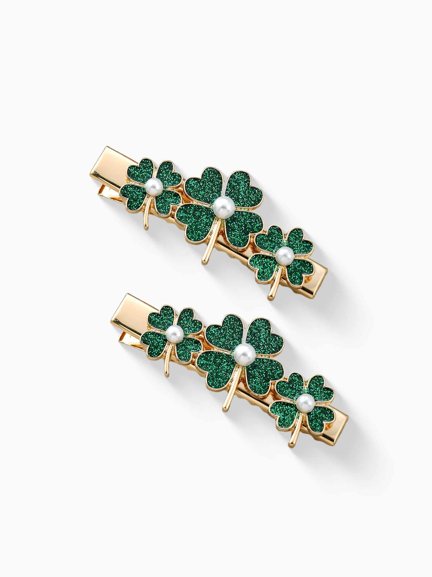 Way to Celebrate St. Patrick's Day Clover Hair Clips, 2 Pieces