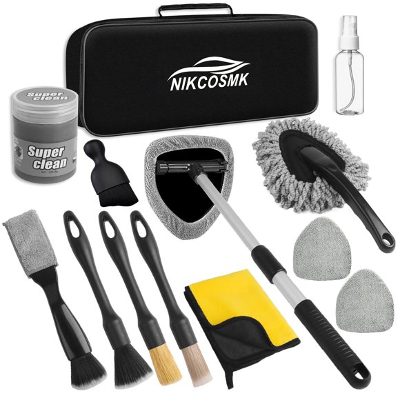 Kit de limpieza para auto NIKCOSMK de 14 piezas con mango extensible