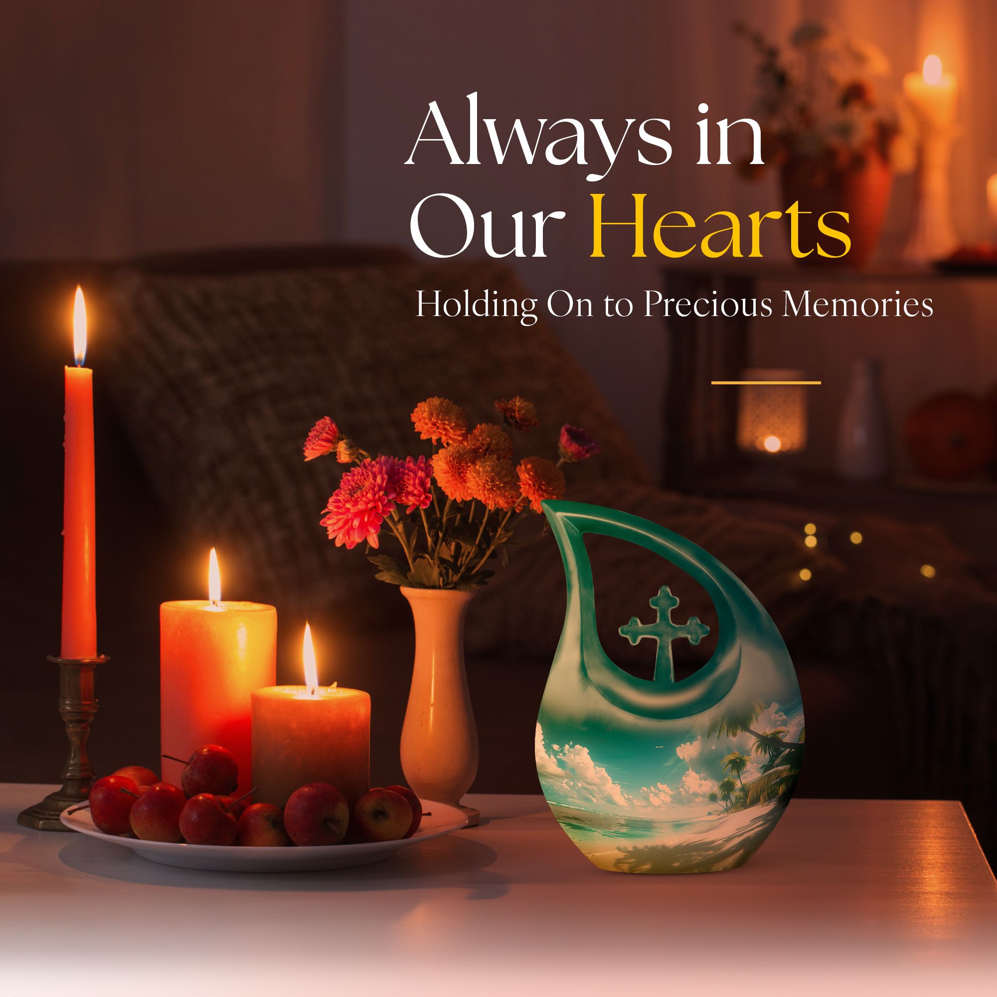 MUKTIVE Beach Cremation Burial Combo Sets Urns for Human Ashes Adult Men & Women, Blue Memorial Funeral Urn for Adult Father & Mother, (1 Large 10 ", 4 Keepsake 3 ") Decoration Urn for Human