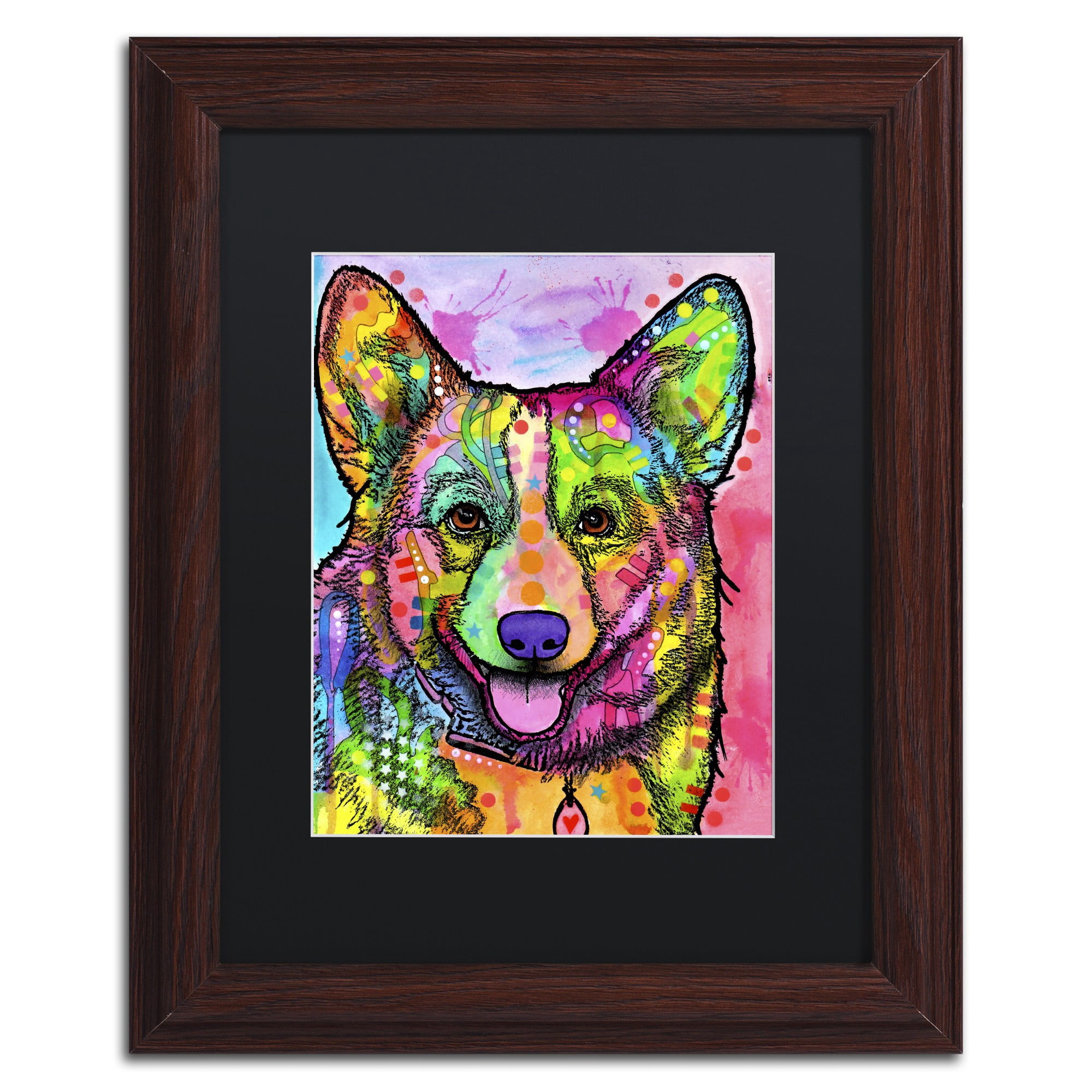 Trademark Fine Art 'Corgi II' Canvas Art by Dean Russo, Black Matte, Wood Frame
