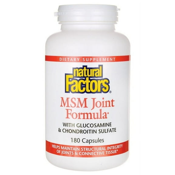 Natural Factors MSM Joint Formula, Supports Healthy Joints, Muscle and Cartilage with Glucosamine and Chondroitin Sulfate, 180 Capsules