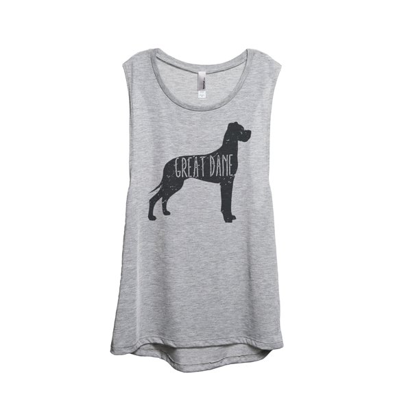 Thread Tank Great Dane Dog Silhouette Women's Sleeveless Muscle Tank Top Sport Grey Small