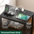 thumbnail image 3 of Nightstand with Charging Station, Side Table with Fabric Drawers, End Table with Open Shelf, Bedside Table with USB Ports and Outlets, Night Stand for Bedroom, Charcoal Black Wood Grain Print, 3 of 18
