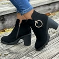 thumbnail image 4 of KIJBLAE Women's Ankle Boots Suede Block Heel Round Toe Booties Zipper Chunky Heel Black Winter Fall Shoes Outdoor Black 35, 4 of 9