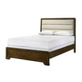 thumbnail image 2 of Brown Finish Solid Wood Upholstered Queen Size Panel Bed 4pc Wooden Bedroom Furniture Set, 2 of 9
