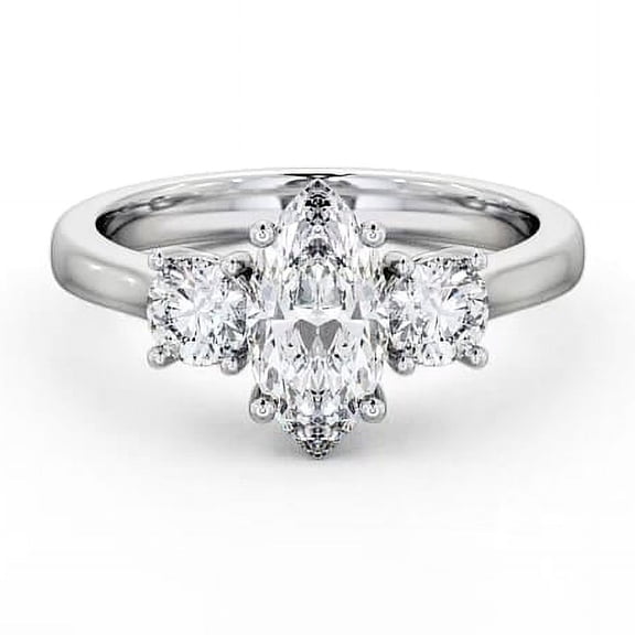 Meryn Jewel Marquise Excellent Cut 2.1 Ct Diamond Ring - 14K White Gold Plated Anniversary Bands - 3 Stone Wedding Rings for Women's - Latest Diamond Engagement Jewelry