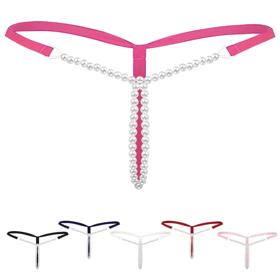 Womens Sexy Micro Pearls Thong Panty Sexy V-String Night Underwear