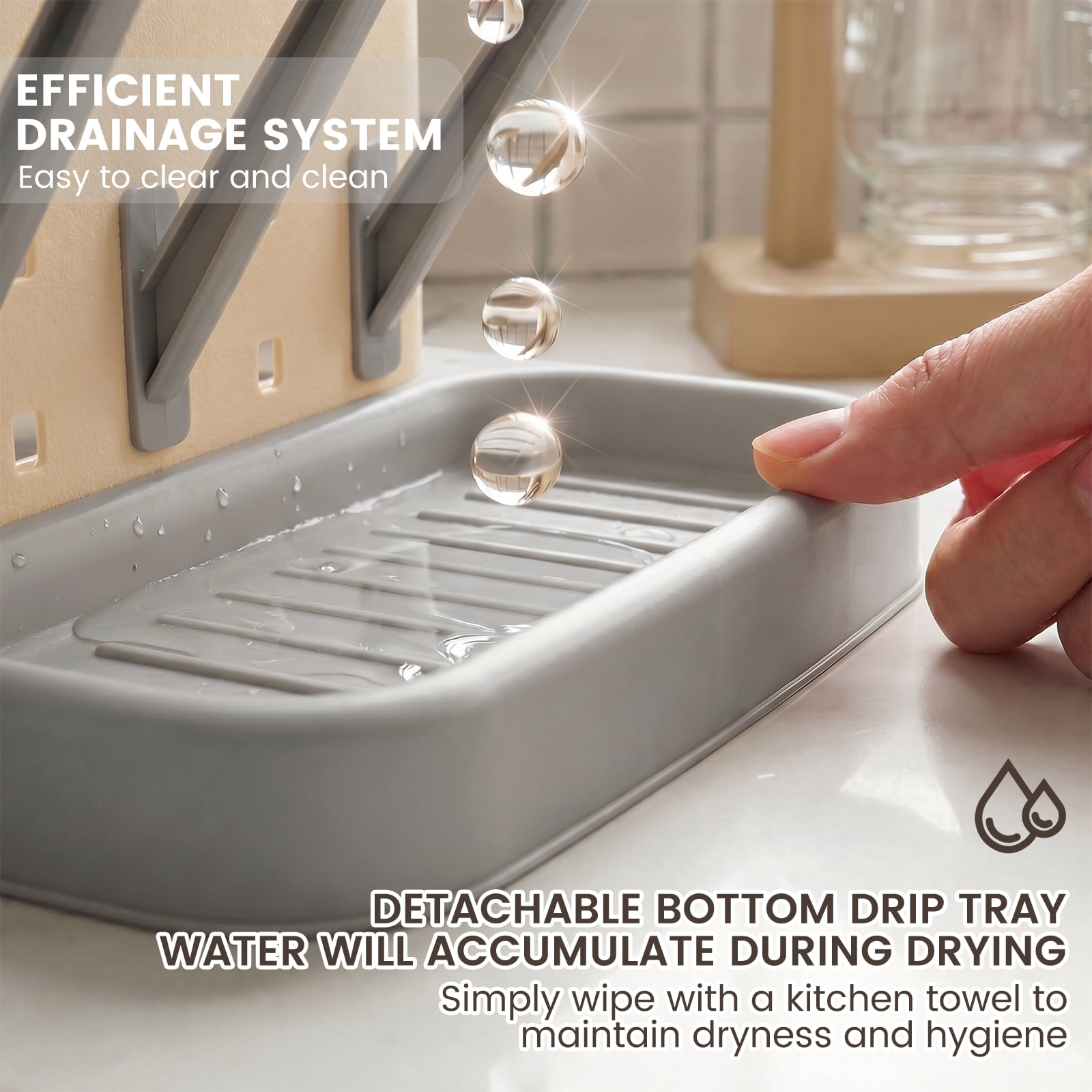 Bottle Drying Rack with 20 Hooks Space Saving Kitchen Bottles Rack Dryer Vertical Bottle Holder Organizer for Countertop Storage Accessories