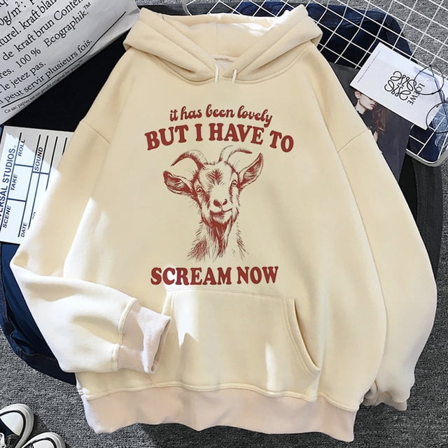 Sudadera con capucha Screaming Goat, estilo moderno, con estampado gráfico, diseño de chándal para adolescentes, sudadera con capucha, diseño estampado, estampado de anime