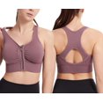 thumbnail image 2 of yillto Women's Zip Front Sports Bra Wireless Supportive Racerback Running Bra Activewear Yoga Workout Bras, 2 of 4