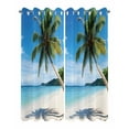 thumbnail image 2 of nqOlkjepod Outdoor Curtains for Patio Waterproof, Coastal Tropical Outdoor Privacy Panels Grommet, Blue Sky Coconut Tree Summer Beach Blackout Outside Curtains for Porch/Cabana 54"x84", 2 Panels, 2 of 8