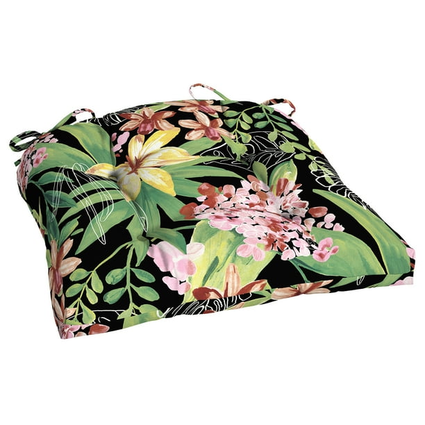 Better Homes & Gardens Black Tropical 18" x 20" Outdoor Wicker Seat