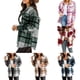 thumbnail image 5 of Ladies Check Fleece Winter Jacket Shacket Baggy Tartan Tops Casual Shirts Coat, 5 of 7