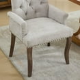 thumbnail image 6 of Resenkos Elegant Tufted Chenille Fabric Accent Dining Chair with Solid Wood Curved Legs for Dining or Kitchen, Beige, 6 of 15