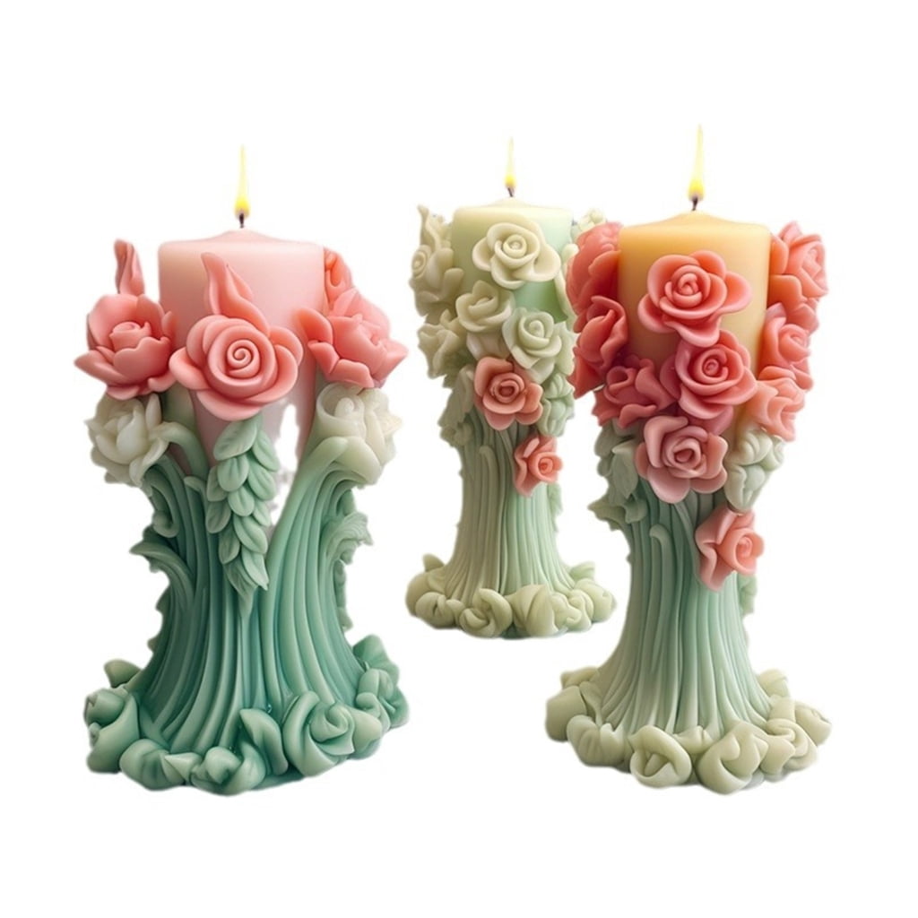 3D Candle Silicone Mold, Rose Flower Candle Mold for Candle Gypsum Ornament Home Decor Birthday Party Treats Resin Craft