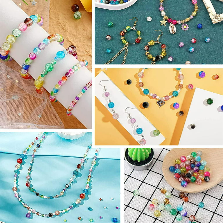 401pcs Crackle Glass Beads, Round Lampwork Handcrafted Beads, Faceted Crystal  Glass Beads, Assorted Color Loose Spacer Beads, Beading Supplies for DIY Jewelry  Making Necklace Bracelet Earring 