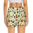 thumbnail image 4 of Uemuo Lemon Fruits Vegetables Pattern Women's Athletic Shorts High Waisted Running Shorts with Liner Pockets Gym Elastic Workout Shorts-Medium, 4 of 9