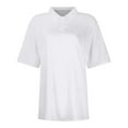 thumbnail image 3 of BinBiL womens summer tops Womens Polo Shirts Short Sleeve Button Lapel Collared Summer Tops Business Casual Basic Tees White 10(XL), 3 of 4