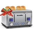 thumbnail image 1 of Toaster 4 Slice, KitchMix Bagel Stainless Toaster with LCD Timer, Extra Wide Slots, Dual Screen, Removal Crumb Tray (Stinless steel), 1 of 9