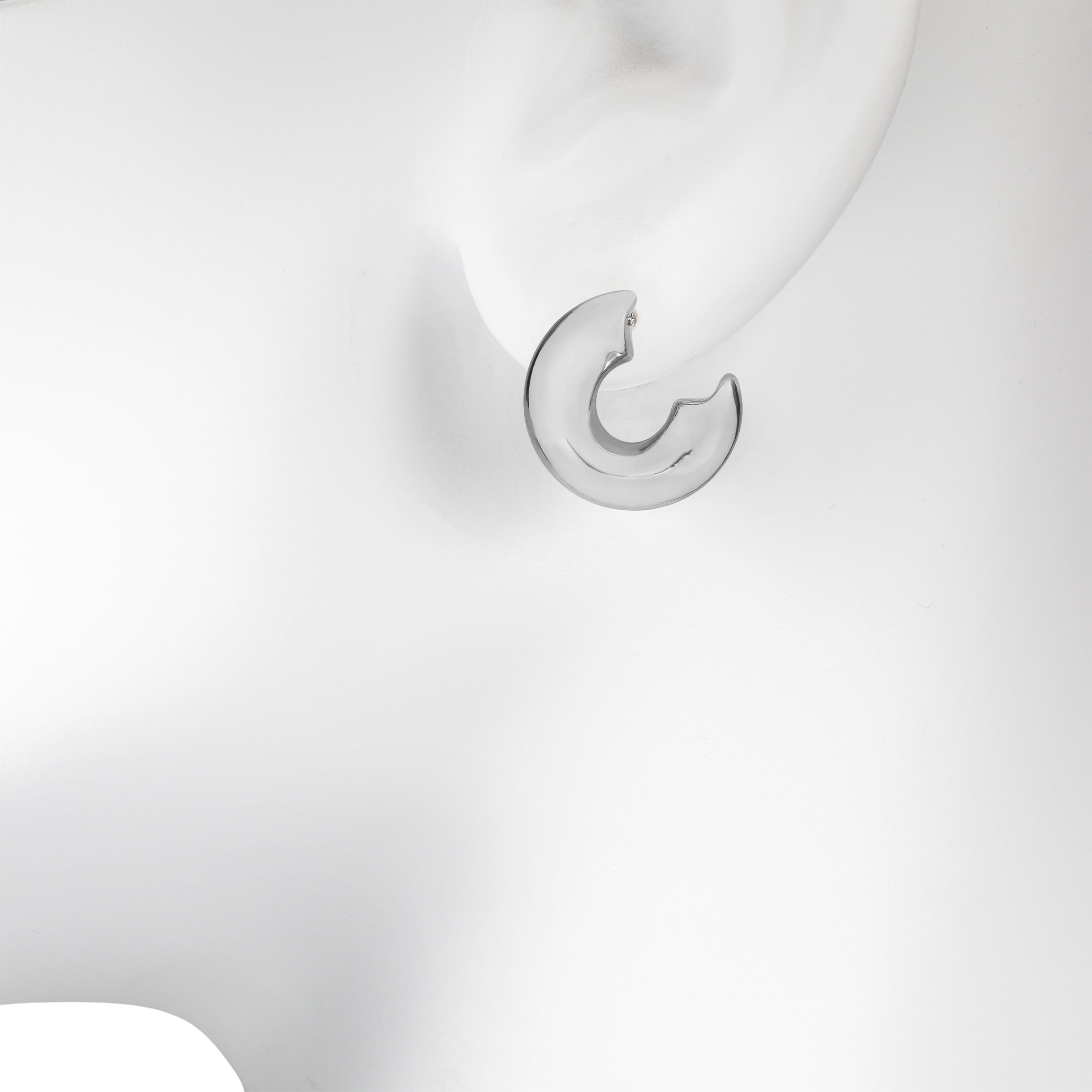 Time and Tru Women's Rhodium Tone Set of 3 Chunky Hoop Earrings