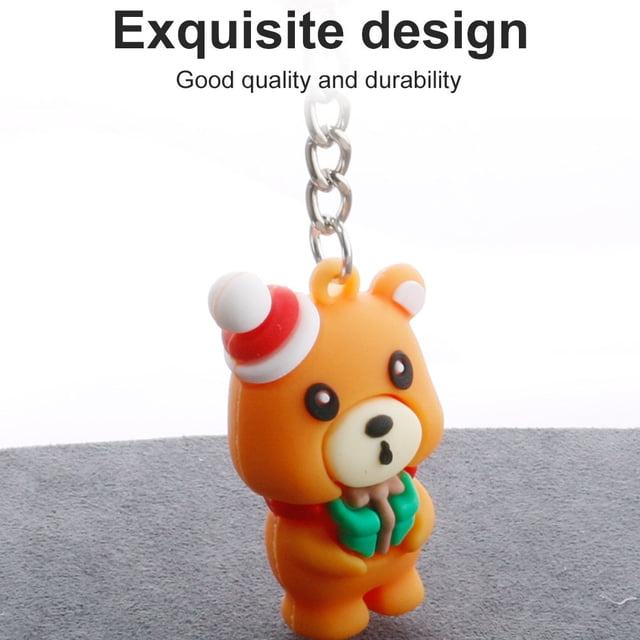 kurtrusly Keychain Christmas Themed Silicone Pendant Key Ring Bag Decorative Attachment Alloy Keychain, Type 1