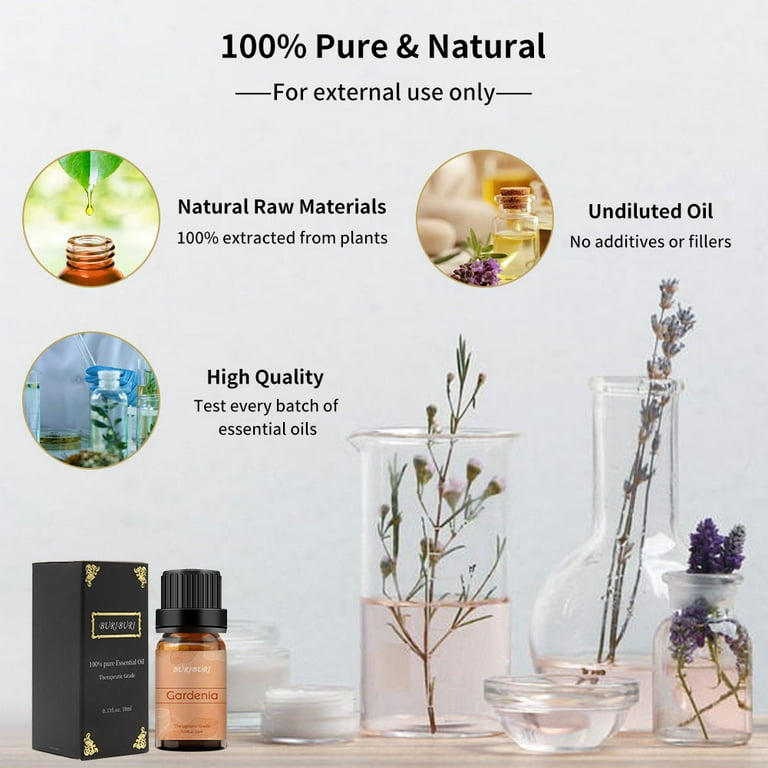 BURIBURI Gardenia Essential Oil 100% Pure Gardenia Fragrance Oil,  Undiluted, Natural, Organic Aromatherapy Oil Essential Oils 10ML for Soap  Candle